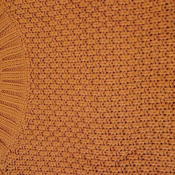 Women's Thick Knitted Orange Sweater with Round Neck - Picture 13 of 15